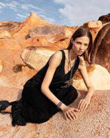 1L003 MULTI TWIST LARIAT NECKLACE | BLACK