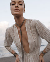 1D005 LARIAT NECKLACE | TAUPE - Marie Laure Chamorel