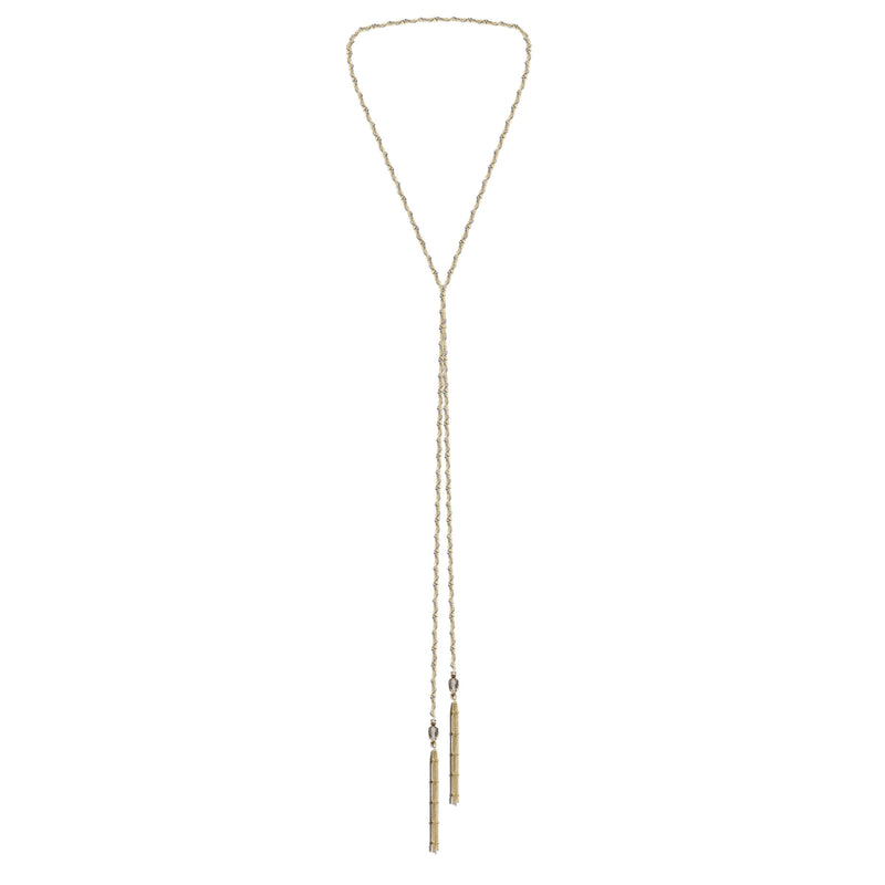 1B015 MULTI TWIST LARIAT NECKLACE | GOLD - Marie Laure Chamorel