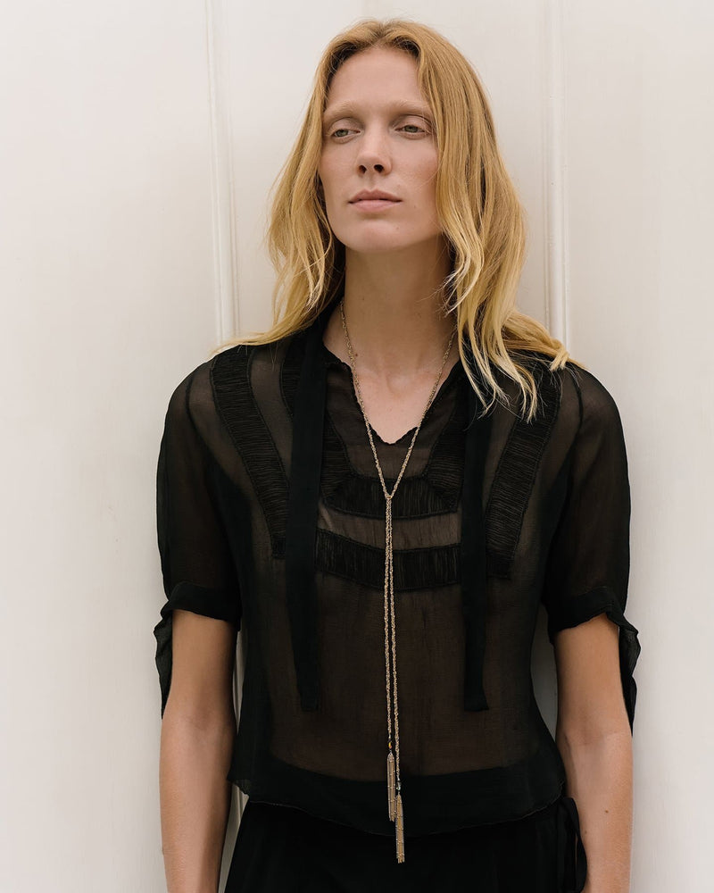 1B015 MULTI TWIST LARIAT NECKLACE | GOLD - Marie Laure Chamorel