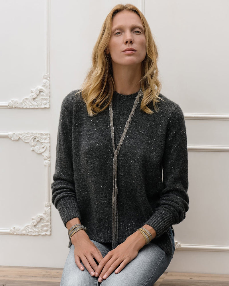 1C003 MULTI TWIST LARIAT NECKLACE | RUTHENIUM - Marie Laure Chamorel