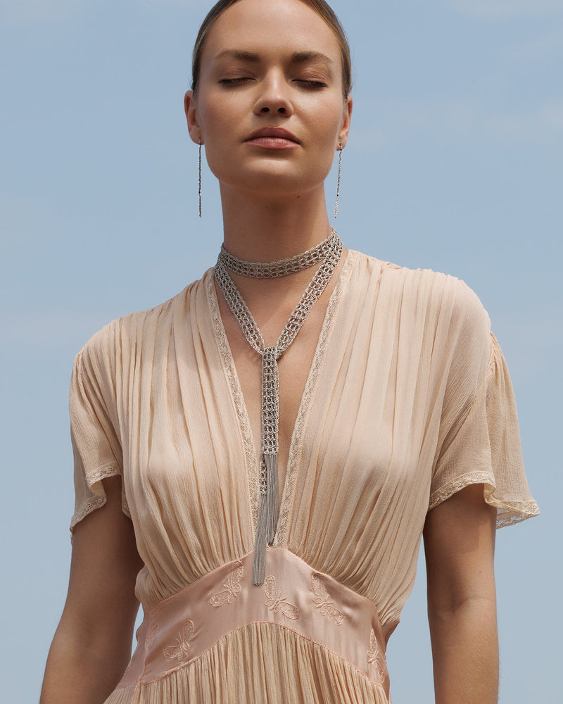 1M006 LARIAT NECKLACE | WHITE BRONZE - Marie Laure Chamorel