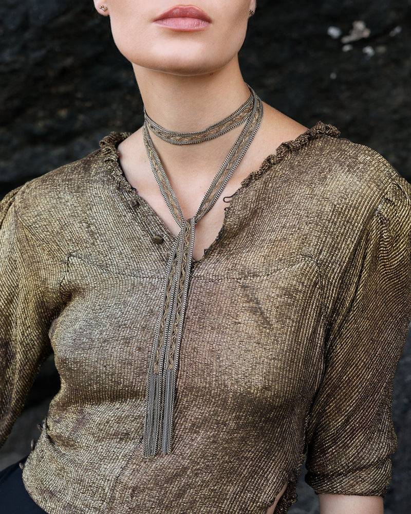 1M008 LARIAT NECKLACE | ANTIQUE GOLD - Marie Laure Chamorel