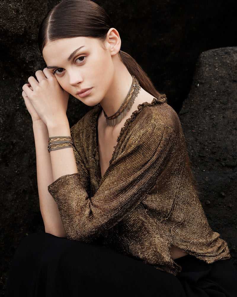 1M009 DOUBLE WRAP BRACELET | ANTIQUE GOLD - Marie Laure Chamorel