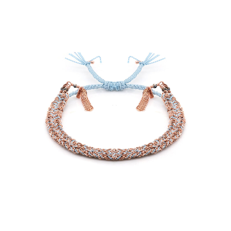 N° 183 BRAIDED BRACELET | PINK GOLD AQUA