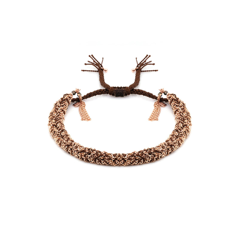 N° 183 BRAIDED BRACELET | PINK GOLD BROWN