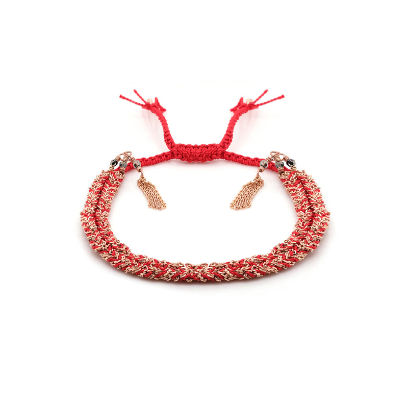 N° 183 BRAIDED BRACELET | PINK GOLD RED