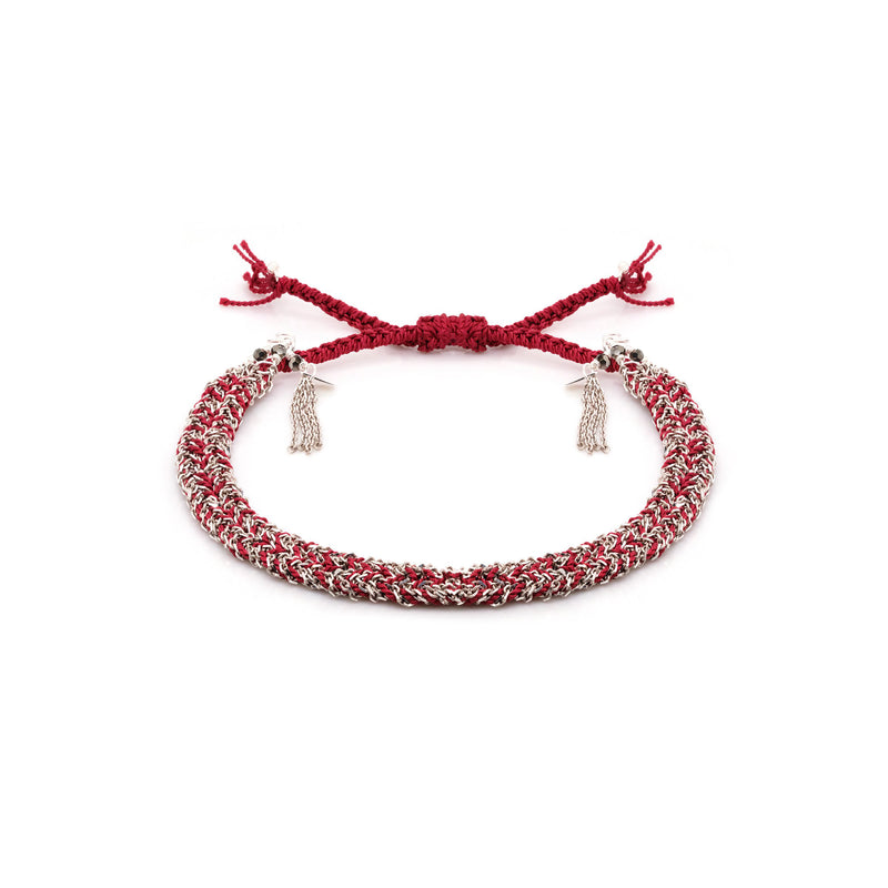 N° 183 BRAIDED BRACELET | SILVER BURGUNDY