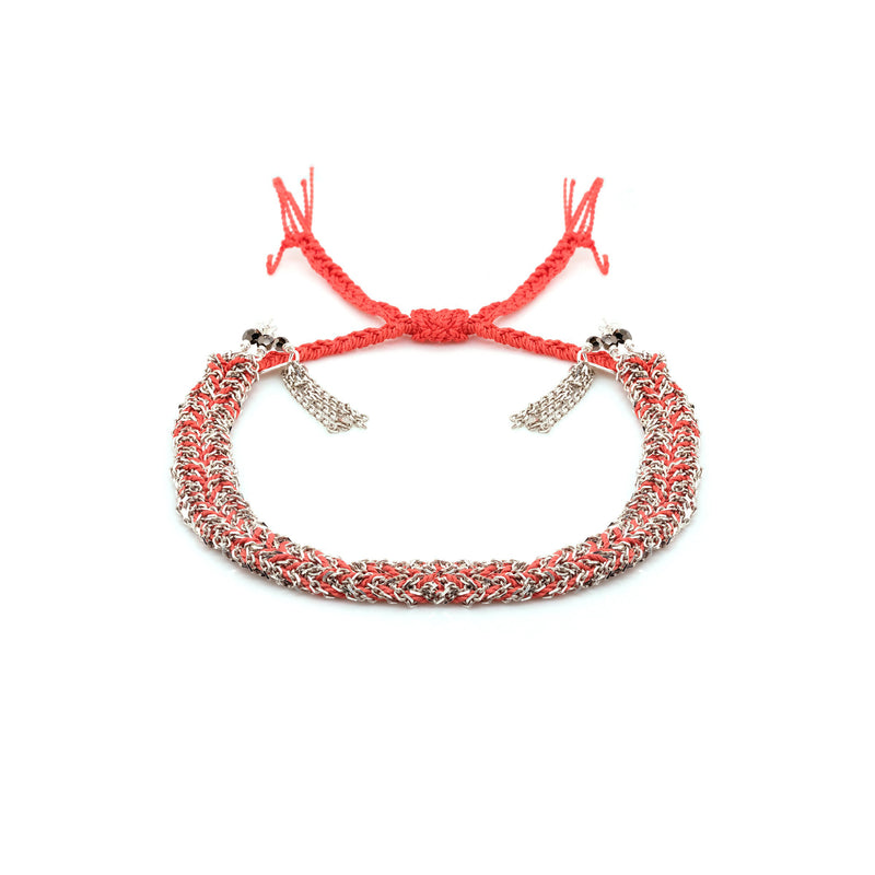 N° 183 BRAIDED BRACELET | SILVER CORAIL