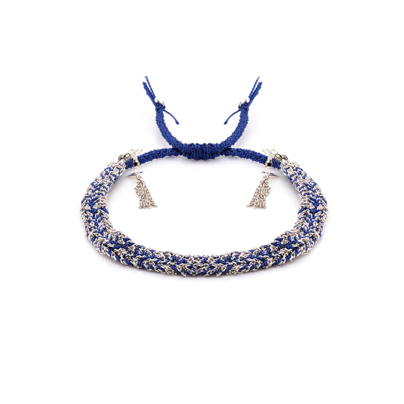 N° 183 BRAIDED BRACELET | SILVER NAVY