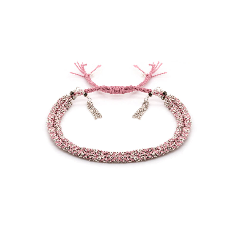 N° 183 BRAIDED BRACELET | SILVER PINK