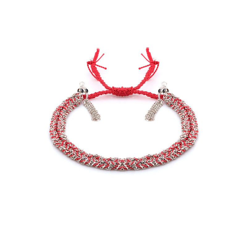 N° 183 BRAIDED BRACELET | SILVER RED