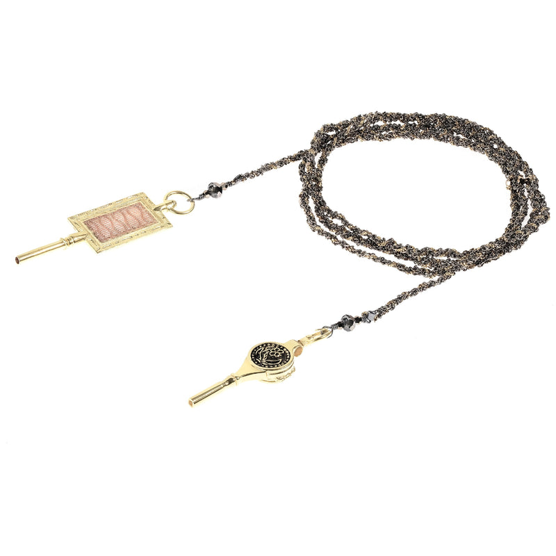N° 181 LARIAT NECKLACE | RUTHENIUM LUREX GOLD - Marie Laure Chamorel