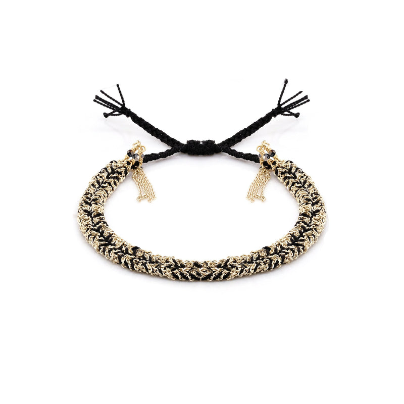 N° 183 BRAIDED BRACELET | GOLD BLACK - Marie Laure Chamorel