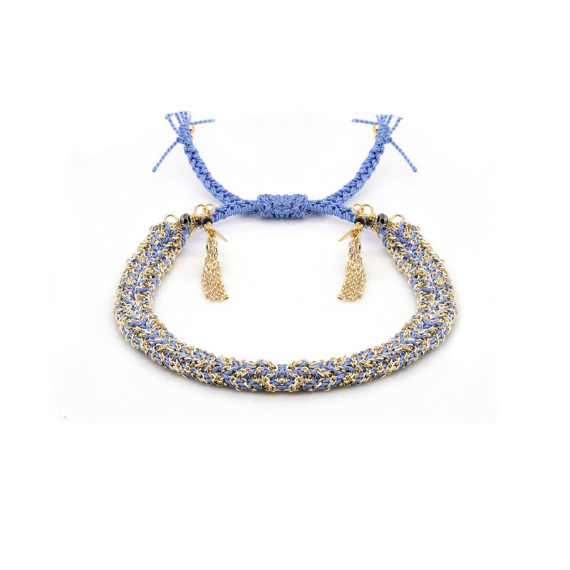 N° 183 BRAIDED BRACELET | GOLD BLUE - Marie Laure Chamorel