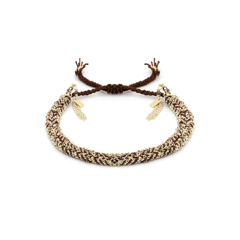 N° 183 BRAIDED BRACELET | GOLD BROWN - Marie Laure Chamorel