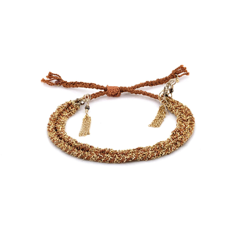 N° 183 BRAIDED BRACELET | GOLD CARAMEL - Marie Laure Chamorel