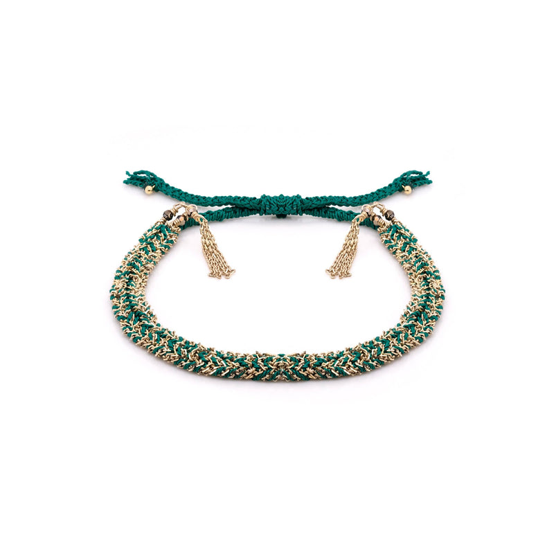 N° 183 BRAIDED BRACELET | GOLD GREEN - Marie Laure Chamorel
