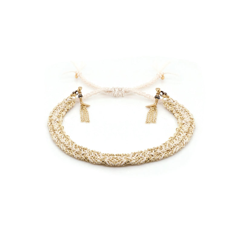 N° 183 BRAIDED BRACELET | GOLD WHITE - Marie Laure Chamorel