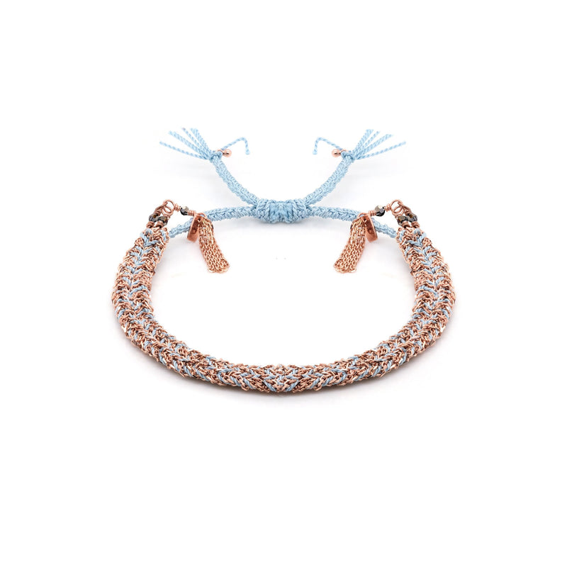 N° 183 BRAIDED BRACELET | PINK GOLD AQUA - Marie Laure Chamorel