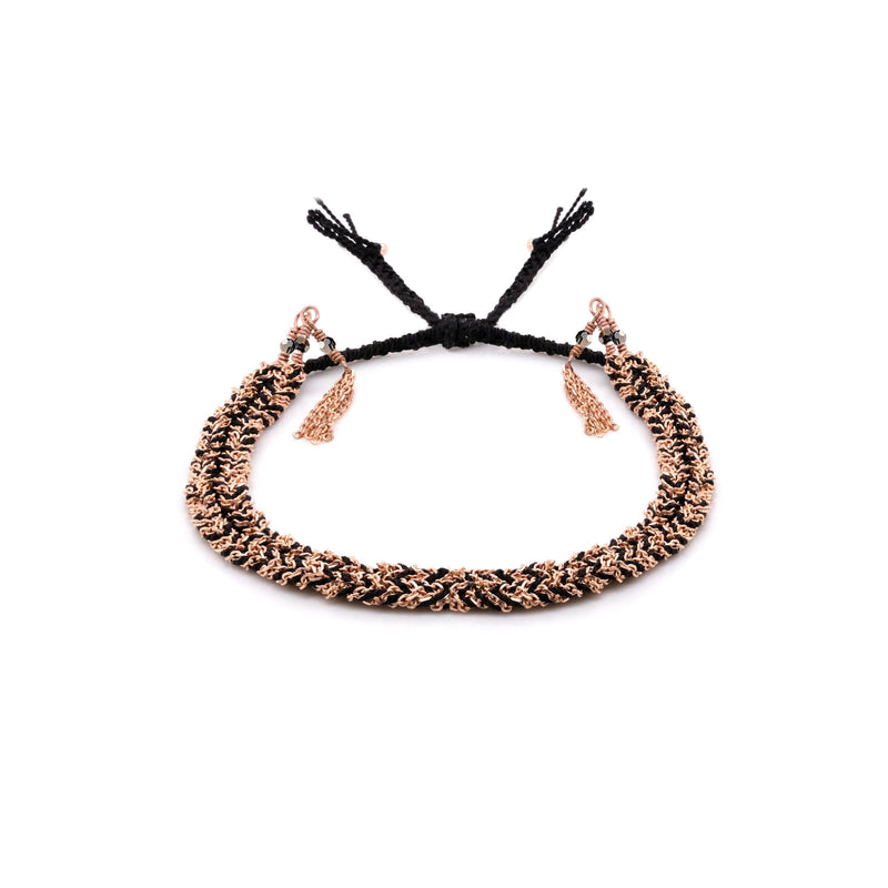 N° 183 BRAIDED BRACELET | PINK GOLD BLACK - Marie Laure Chamorel