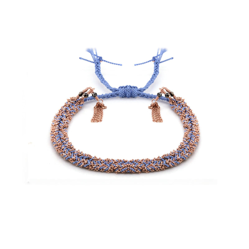 N° 183 BRAIDED BRACELET | PINK GOLD BLUE - Marie Laure Chamorel