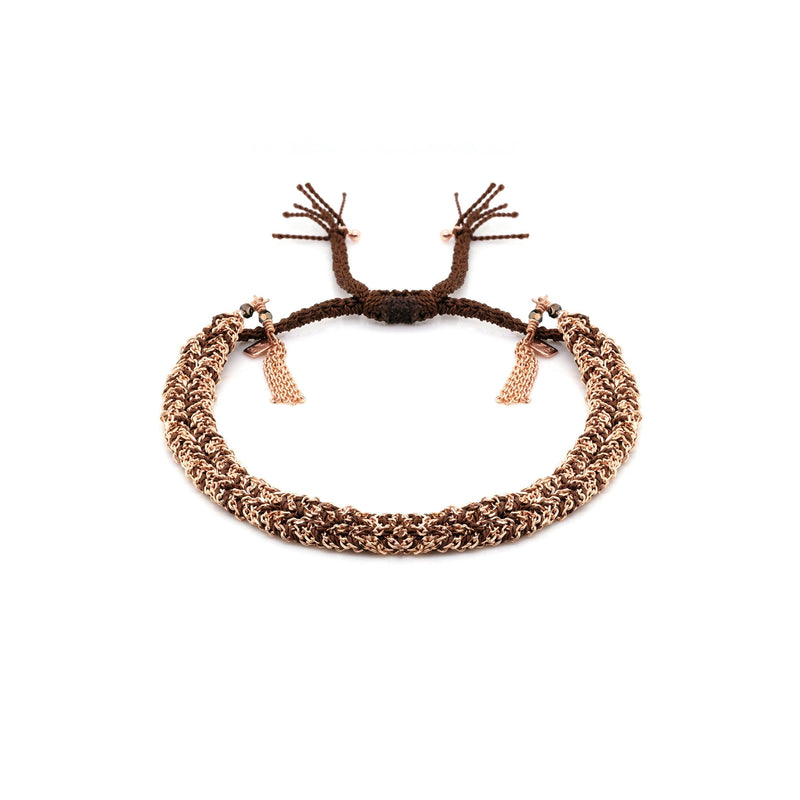 N° 183 BRAIDED BRACELET | PINK GOLD BROWN - Marie Laure Chamorel