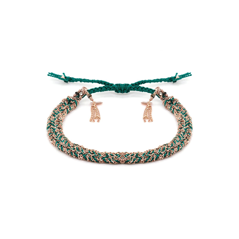 N° 183 BRAIDED BRACELET | PINK GOLD GREEN - Marie Laure Chamorel