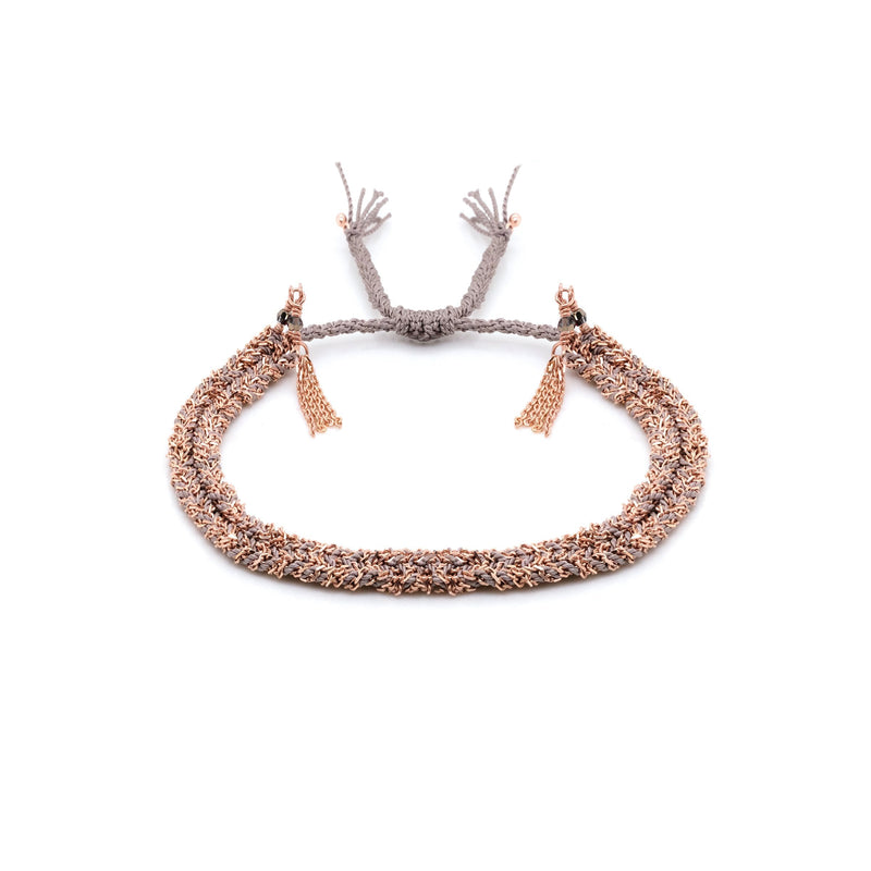 N° 183 BRAIDED BRACELET | PINK GOLD GREY - Marie Laure Chamorel