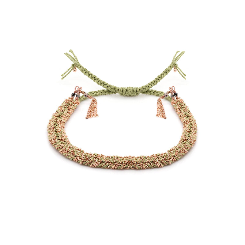 N° 183 BRAIDED BRACELET | PINK GOLD JADE - Marie Laure Chamorel