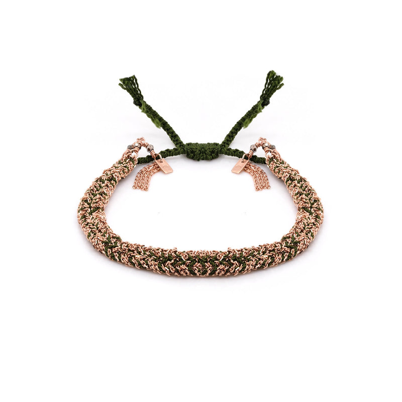 N° 183 BRAIDED BRACELET | PINK GOLD KHAKI - Marie Laure Chamorel