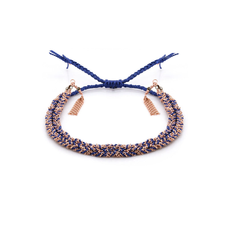N° 183 BRAIDED BRACELET | PINK GOLD NAVY - Marie Laure Chamorel