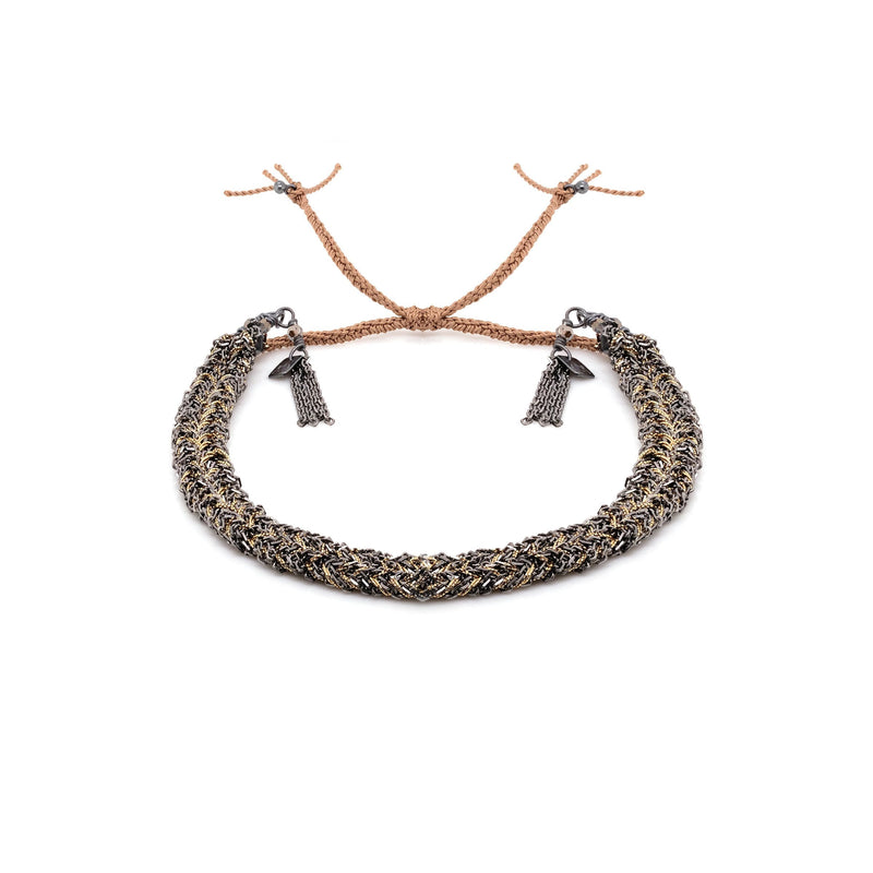 N° 183 BRAIDED BRACELET | RUTHENIUM LUREX GOLD - Marie Laure Chamorel