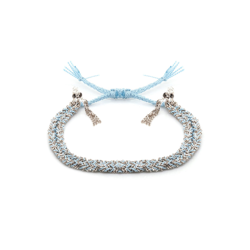N° 183 BRAIDED BRACELET | SILVER AQUA - Marie Laure Chamorel