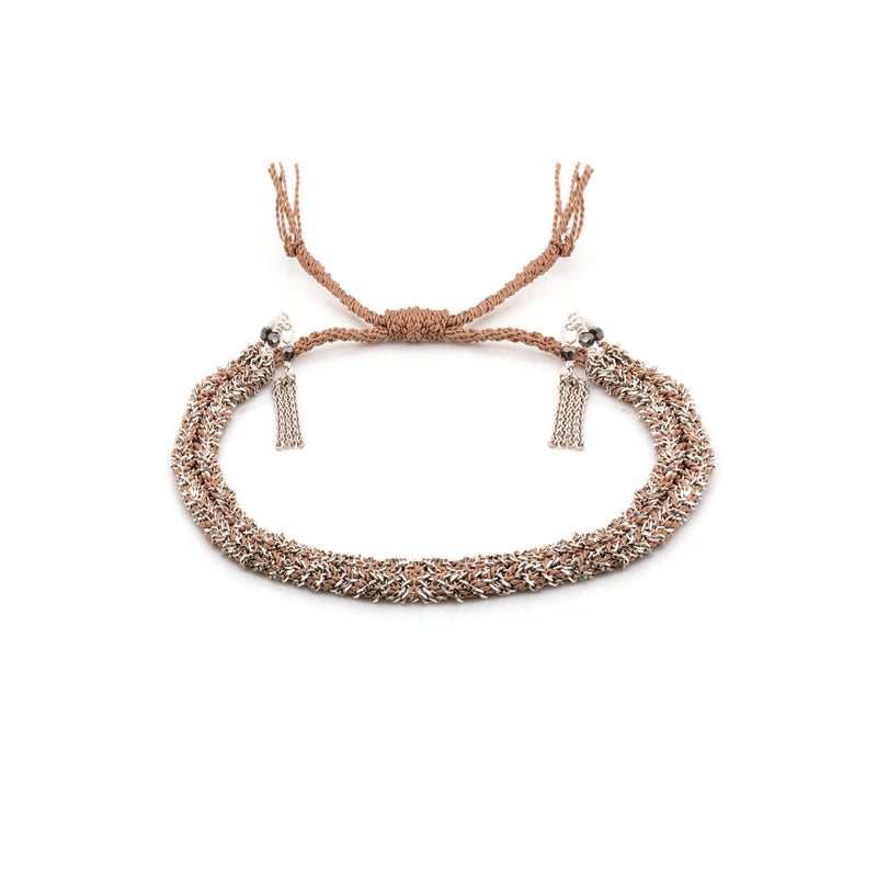 N° 183 BRAIDED BRACELET | SILVER BEIGE - Marie Laure Chamorel