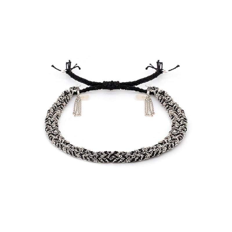 N° 183 BRAIDED BRACELET | SILVER BLACK - Marie Laure Chamorel