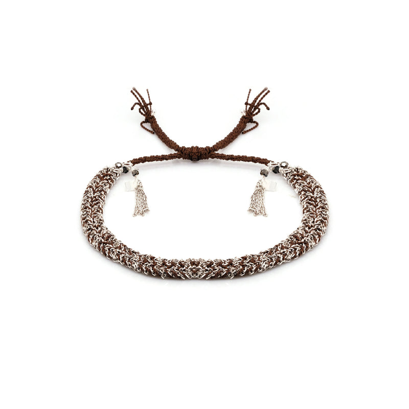 N° 183 BRAIDED BRACELET | SILVER BROWN - Marie Laure Chamorel