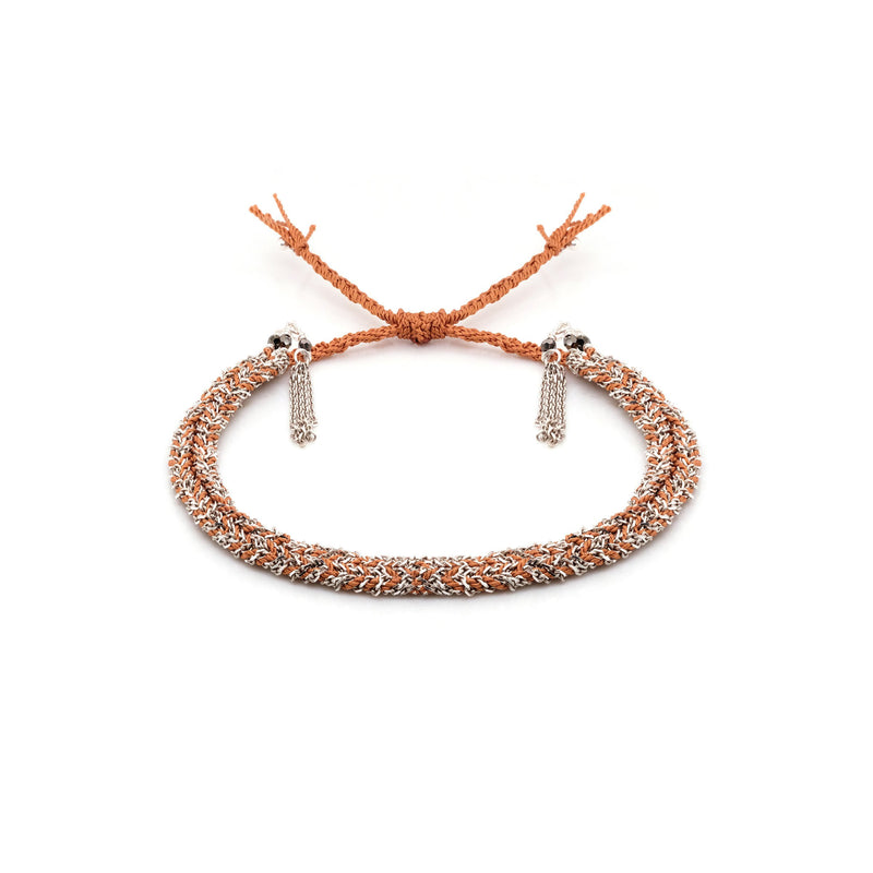 N° 183 BRAIDED BRACELET | SILVER CARAMEL - Marie Laure Chamorel