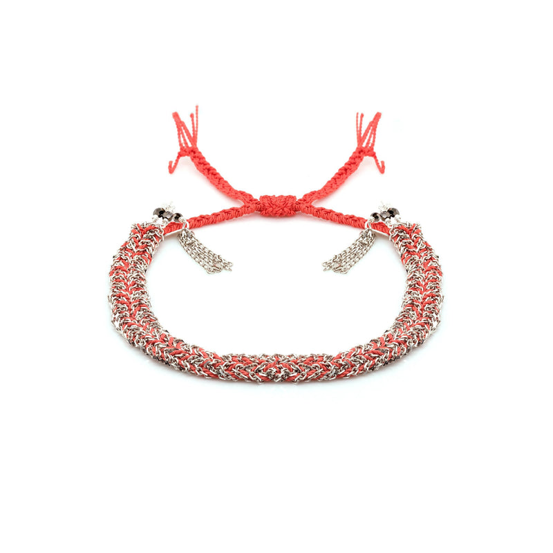 N° 183 BRAIDED BRACELET | SILVER CORAIL - Marie Laure Chamorel