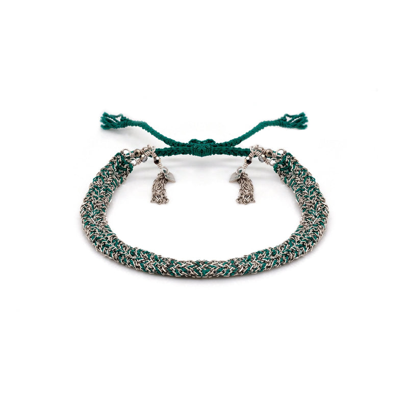 N° 183 BRAIDED BRACELET | SILVER GREEN - Marie Laure Chamorel