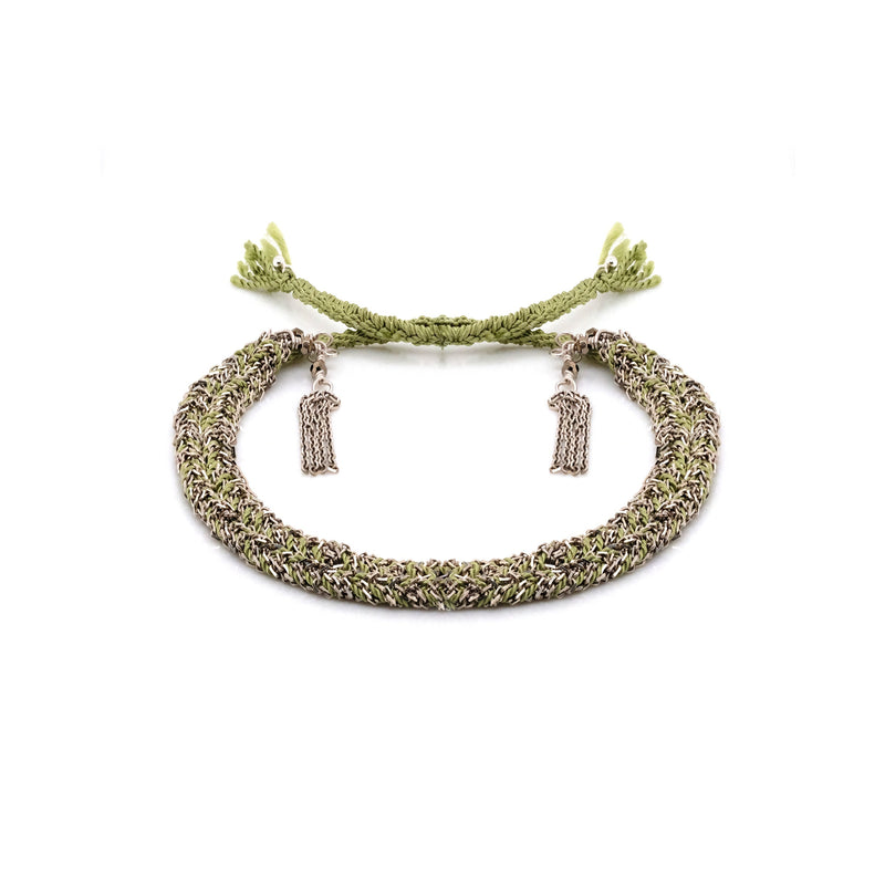 N° 183 BRAIDED BRACELET | SILVER JADE - Marie Laure Chamorel