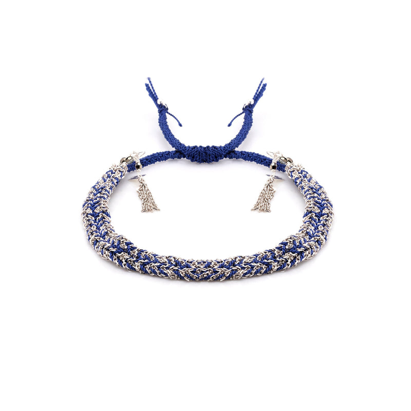 N° 183 BRAIDED BRACELET | SILVER NAVY - Marie Laure Chamorel