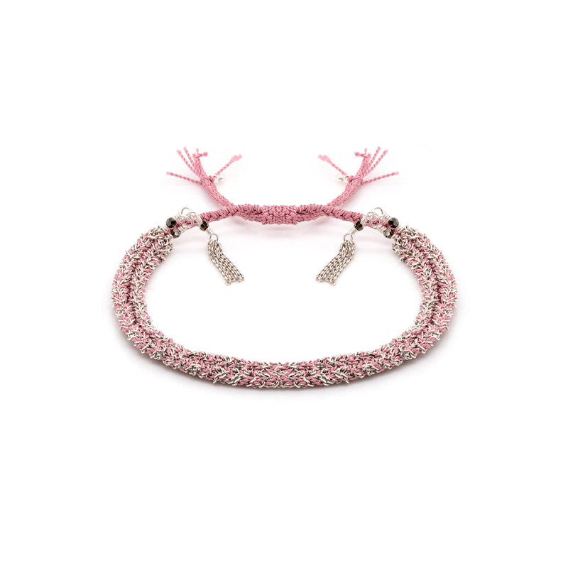 N° 183 BRAIDED BRACELET | SILVER PINK - Marie Laure Chamorel