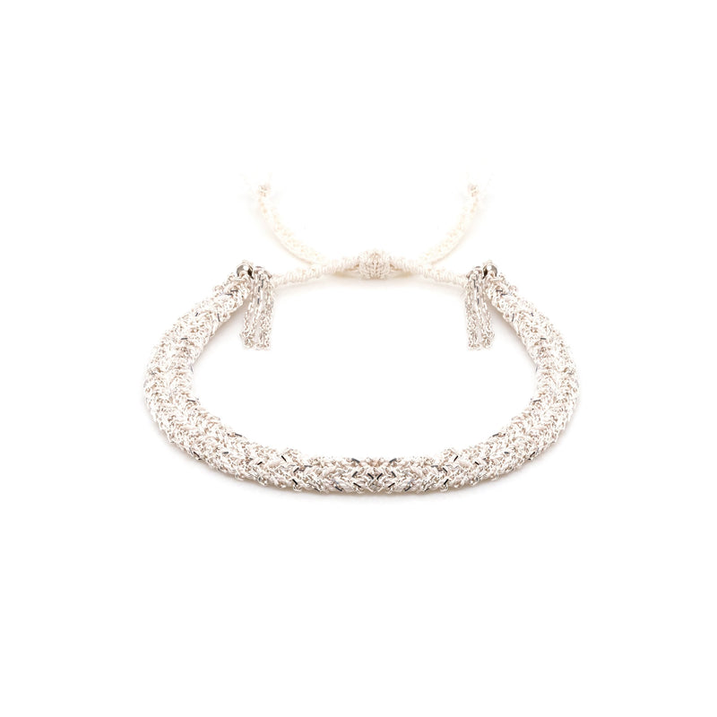 N° 183 BRAIDED BRACELET | WHITE SILVER WHITE - Marie Laure Chamorel