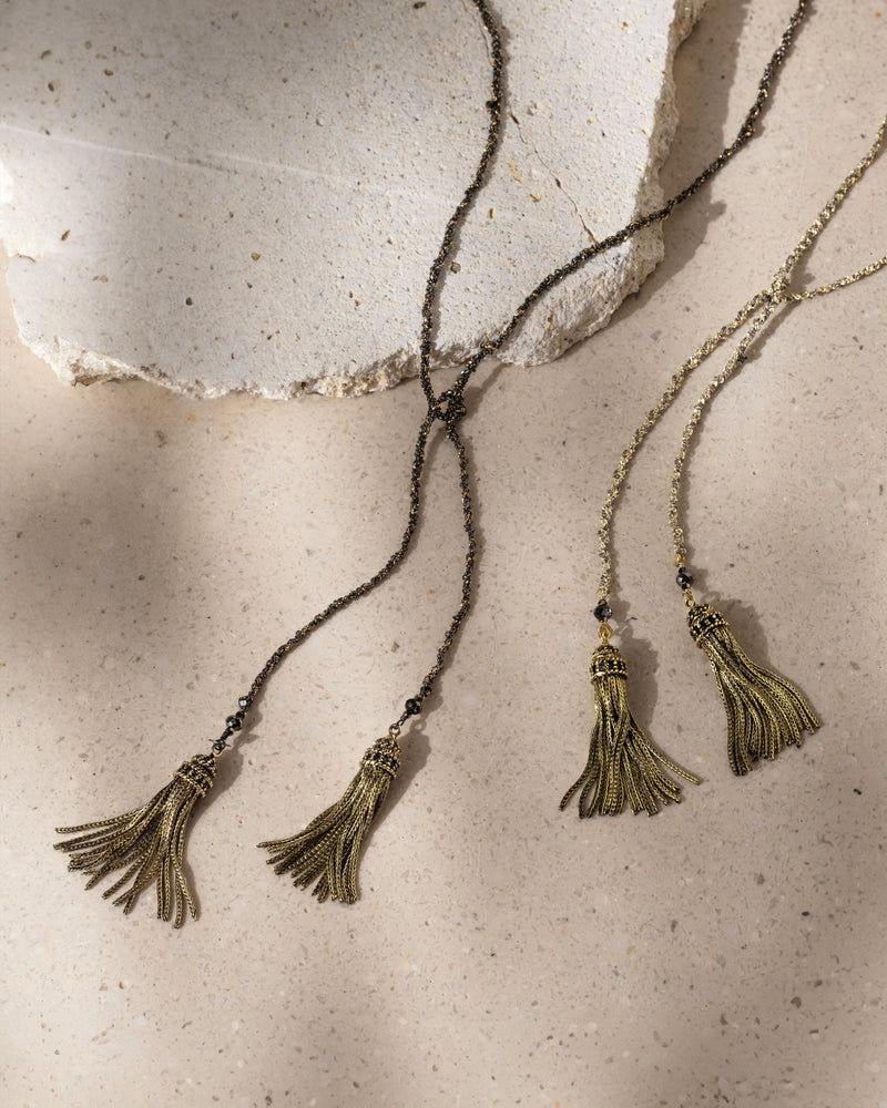 N° 359 LARIAT NECKLACE | GOLD GREY - Marie Laure Chamorel