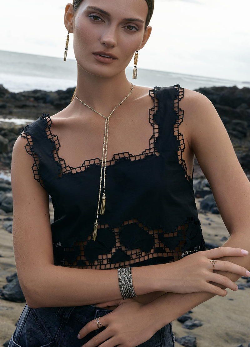 N° 359 LARIAT NECKLACE | GOLD GREY - Marie Laure Chamorel