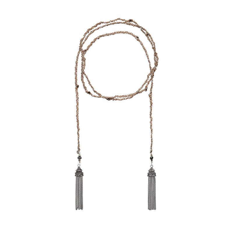 N° 359 LARIAT NECKLACE | SILVER BEIGE - Marie Laure Chamorel