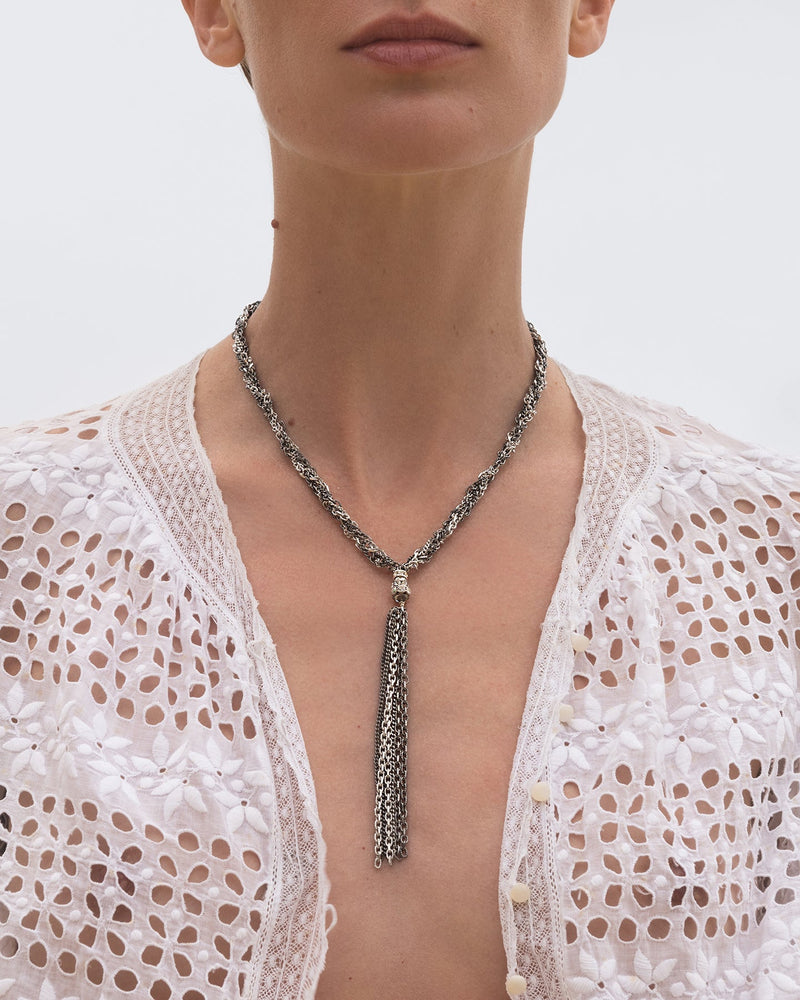 1J005 LONG NECKLACE | ANTIQUE SILVER