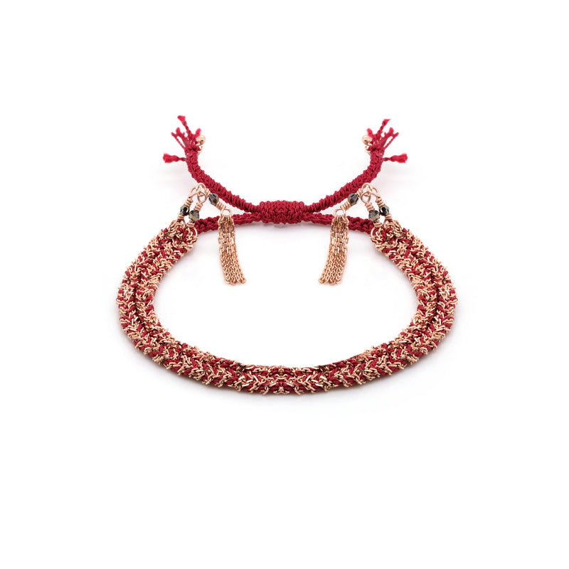 N° 183 BRAIDED BRACELET | PINK GOLD BURGUNDY