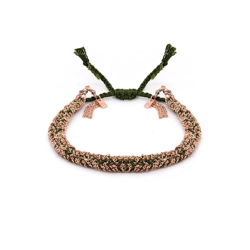 N° 183 BRAIDED BRACELET | PINK GOLD KHAKI